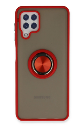 Newface Samsung Galaxy A22 Kılıf Montreal Yüzüklü Silikon Kapak - Kırmızı resmi