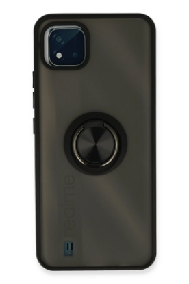 Newface Realme C11 2021 Kılıf Montreal Yüzüklü Silikon Kapak - Siyah resmi