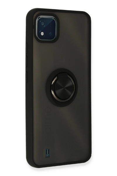 Newface Realme C11 2021 Kılıf Montreal Yüzüklü Silikon Kapak - Siyah resmi