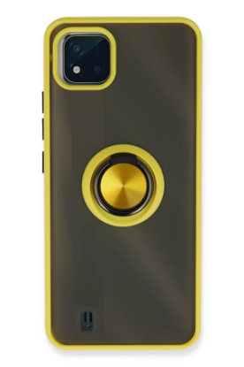 Newface Realme C11 2021 Kılıf Montreal Yüzüklü Silikon Kapak - Sarı resmi