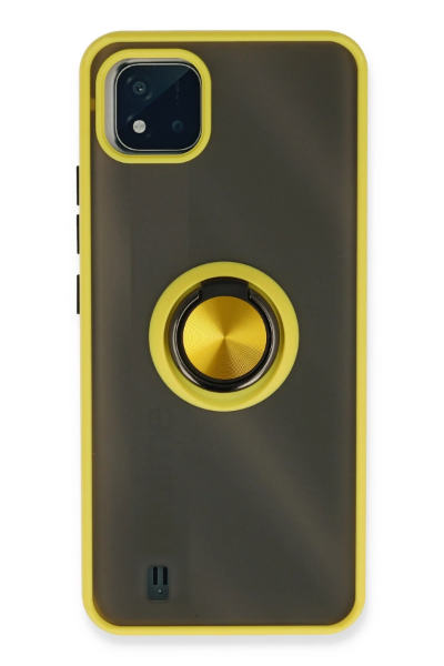 Newface Realme C11 2021 Kılıf Montreal Yüzüklü Silikon Kapak - Sarı resmi