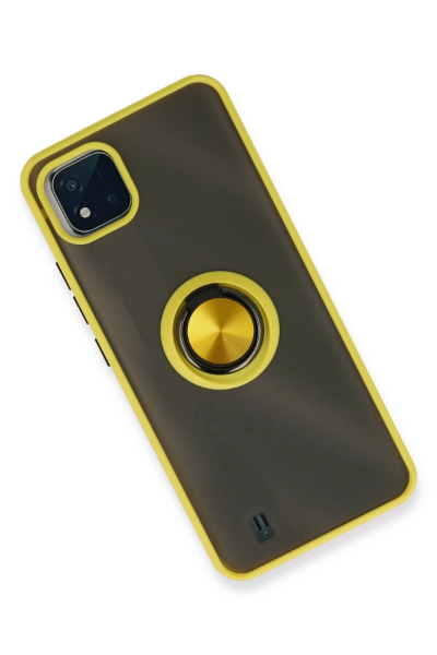 Newface Realme C11 2021 Kılıf Montreal Yüzüklü Silikon Kapak - Sarı resmi