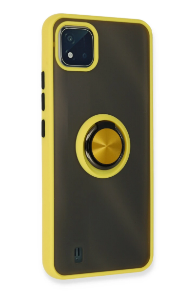 Newface Realme C11 2021 Kılıf Montreal Yüzüklü Silikon Kapak - Sarı resmi