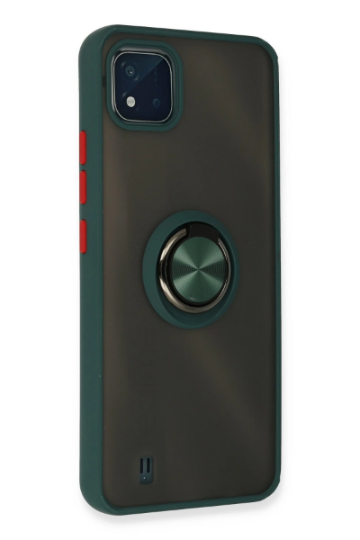 Newface Realme C11 2021 Kılıf Montreal Yüzüklü Silikon Kapak - Yeşil resmi