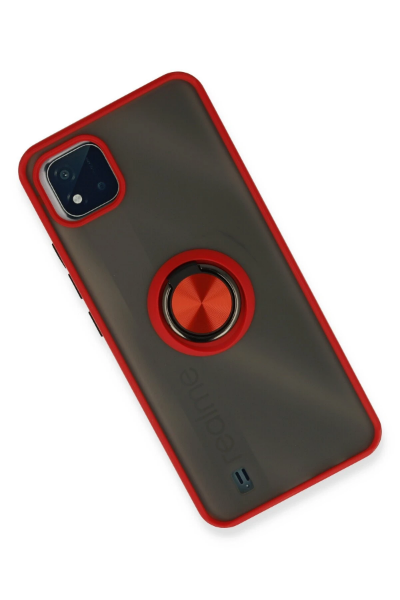 Newface Realme C11 2021 Kılıf Montreal Yüzüklü Silikon Kapak - Kırmızı resmi