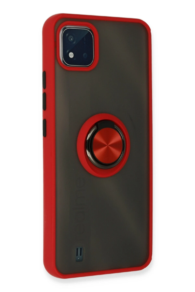 Newface Realme C11 2021 Kılıf Montreal Yüzüklü Silikon Kapak - Kırmızı resmi