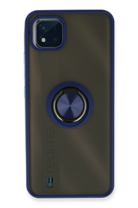 Newface Realme C11 2021 Kılıf Montreal Yüzüklü Silikon Kapak - Lacivert resmi