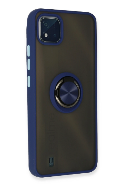 Newface Realme C11 2021 Kılıf Montreal Yüzüklü Silikon Kapak - Lacivert resmi