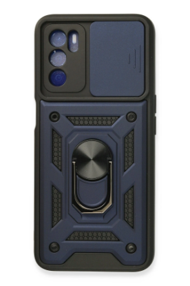 Newface Oppo A16 Kılıf Pars Lens Yüzüklü Silikon - Lacivert resmi