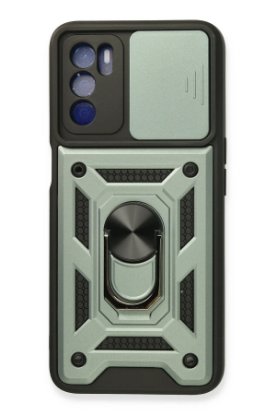 Newface Oppo A16 Kılıf Pars Lens Yüzüklü Silikon - Yeşil resmi