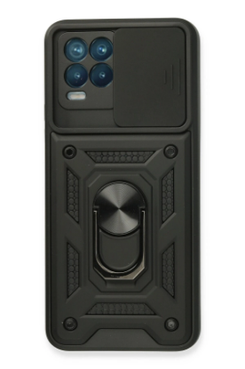 Newface Realme 8 Kılıf Pars Lens Yüzüklü Silikon - Siyah resmi