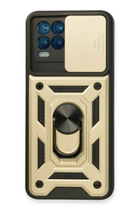 Newface Realme 8 Kılıf Pars Lens Yüzüklü Silikon - Gold resmi