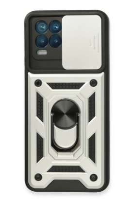 Newface Realme 8 Kılıf Pars Lens Yüzüklü Silikon - Gümüş resmi