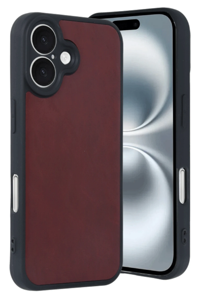 Newface iPhone 16 Kılıf Aras Deri Kapak - Bordo resmi