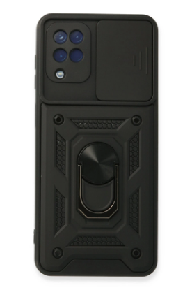 Newface Samsung Galaxy A22 Kılıf Pars Lens Yüzüklü Silikon - Siyah resmi