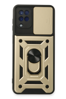 Newface Samsung Galaxy A22 Kılıf Pars Lens Yüzüklü Silikon - Gold resmi