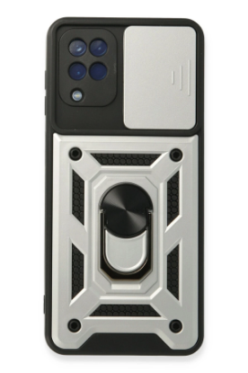 Newface Samsung Galaxy A22 Kılıf Pars Lens Yüzüklü Silikon - Gümüş resmi