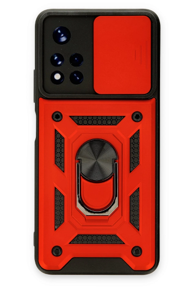 Newface Xiaomi Redmi Note 11T Kılıf Pars Lens Yüzüklü Silikon - Kırmızı resmi