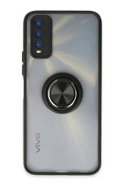 Newface Vivo Y11S Kılıf Montreal Yüzüklü Silikon Kapak - Siyah resmi