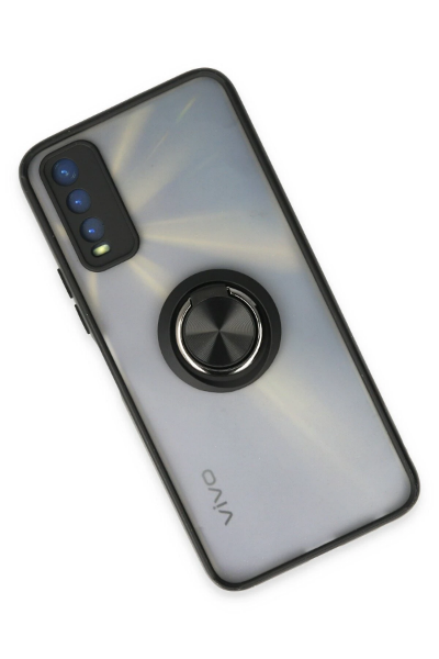 Newface Vivo Y11S Kılıf Montreal Yüzüklü Silikon Kapak - Siyah resmi