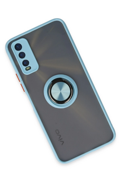 Newface Vivo Y11S Kılıf Montreal Yüzüklü Silikon Kapak - Buz Mavi resmi