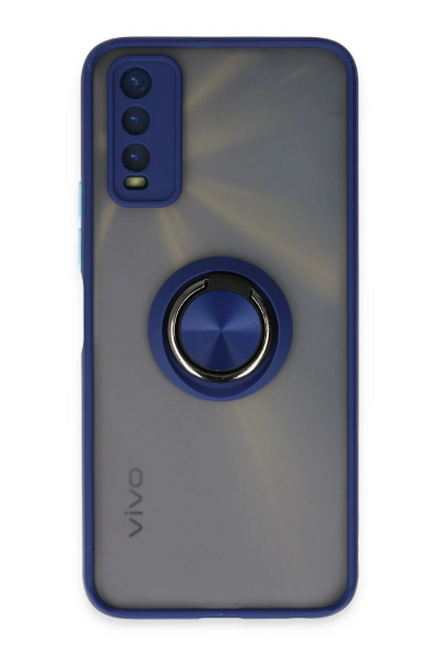 Newface Vivo Y11S Kılıf Montreal Yüzüklü Silikon Kapak - Lacivert resmi