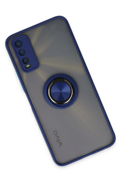 Newface Vivo Y11S Kılıf Montreal Yüzüklü Silikon Kapak - Lacivert resmi