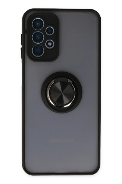 Newface Samsung Galaxy A23 4G Kılıf Montreal Yüzüklü Silikon Kapak - Siyah resmi