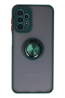 Newface Samsung Galaxy A23 4G Kılıf Montreal Yüzüklü Silikon Kapak - Yeşil resmi