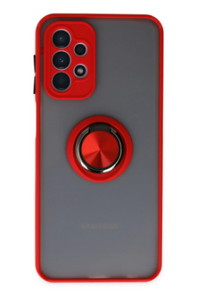 Newface Samsung Galaxy A23 4G Kılıf Montreal Yüzüklü Silikon Kapak - Kırmızı resmi
