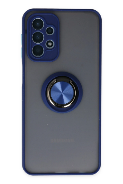 Newface Samsung Galaxy A23 4G Kılıf Montreal Yüzüklü Silikon Kapak - Lacivert resmi