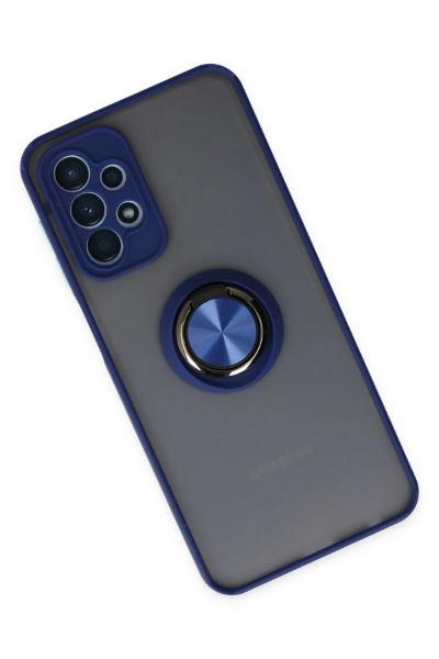 Newface Samsung Galaxy A23 4G Kılıf Montreal Yüzüklü Silikon Kapak - Lacivert resmi