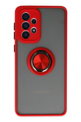 Newface Samsung Galaxy A33 5G Kılıf Montreal Yüzüklü Silikon Kapak - Kırmızı resmi