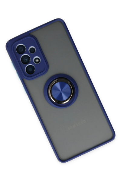 Newface Samsung Galaxy A33 5G Kılıf Montreal Yüzüklü Silikon Kapak - Lacivert resmi