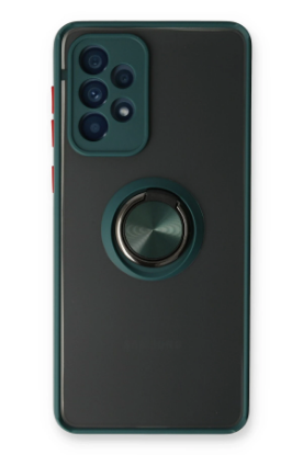 Newface Samsung Galaxy A53 5G Kılıf Montreal Yüzüklü Silikon Kapak - Yeşil resmi