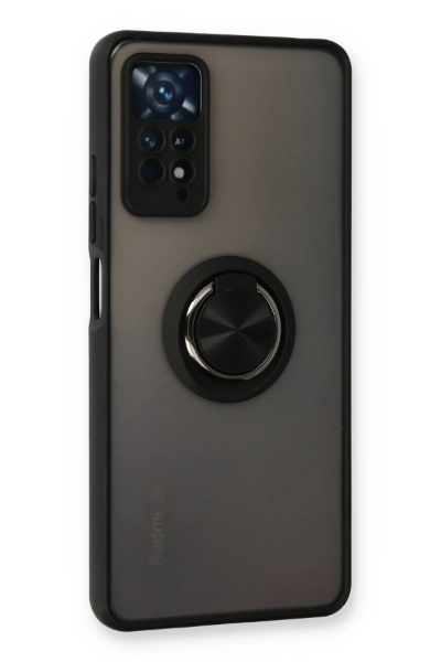 Newface Xiaomi Redmi Note 11 Pro Kılıf Montreal Yüzüklü Silikon Kapak - Siyah resmi