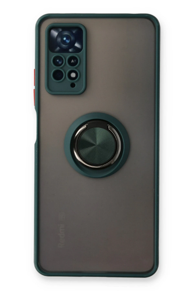 Newface Xiaomi Redmi Note 11 Pro Kılıf Montreal Yüzüklü Silikon Kapak - Yeşil resmi