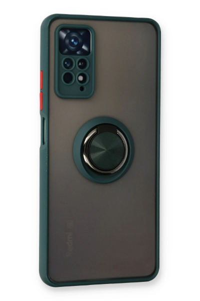 Newface Xiaomi Redmi Note 11 Pro Kılıf Montreal Yüzüklü Silikon Kapak - Yeşil resmi