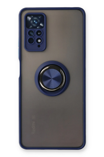 Newface Xiaomi Redmi Note 11 Pro Kılıf Montreal Yüzüklü Silikon Kapak - Lacivert resmi