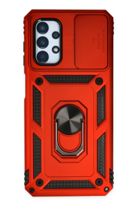 Newface Samsung Galaxy A13 4G Kılıf Pars Lens Yüzüklü Silikon - Kırmızı resmi