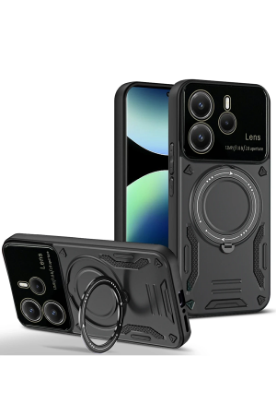 Newface Xiaomi Redmi Note 14 4G Kılıf Joy Lens Standlı Kapak - Siyah resmi