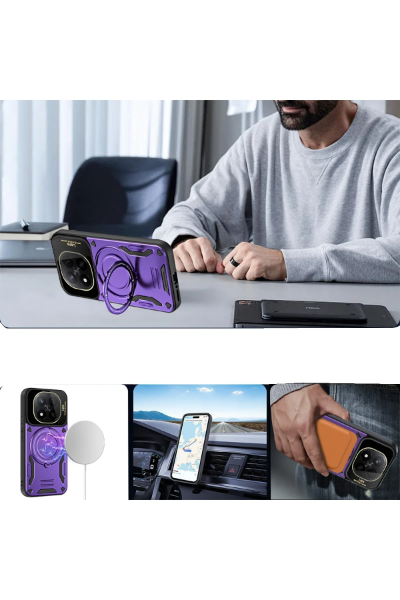 Newface Xiaomi Redmi Note 14 4G Kılıf Joy Lens Standlı Kapak - Koyu Yeşil resmi