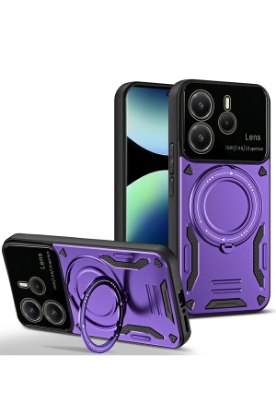 Newface Xiaomi Redmi Note 14 4G Kılıf Joy Lens Standlı Kapak - Mor resmi