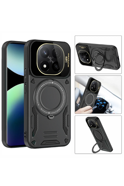 Newface Xiaomi Redmi Note 14 4G Kılıf Joy Lens Standlı Kapak - Mor resmi