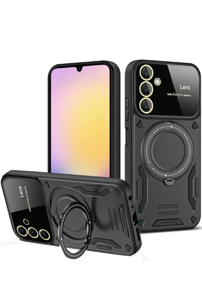 Newface Samsung Galaxy S25 FE Kılıf Joy Lens Standlı Kapak - Siyah resmi