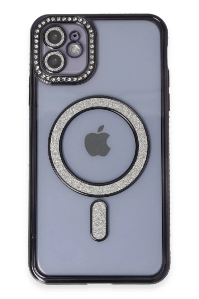 Newface iPhone 11 Kılıf Joke Simli Magneticsafe Kılıf - Siyah resmi