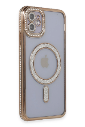 Newface iPhone 11 Kılıf Joke Simli Magneticsafe Kılıf - Gold resmi