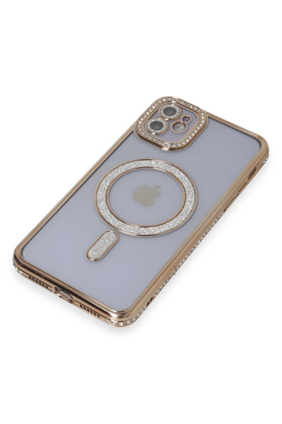 Newface iPhone 11 Kılıf Joke Simli Magneticsafe Kılıf - Gold resmi
