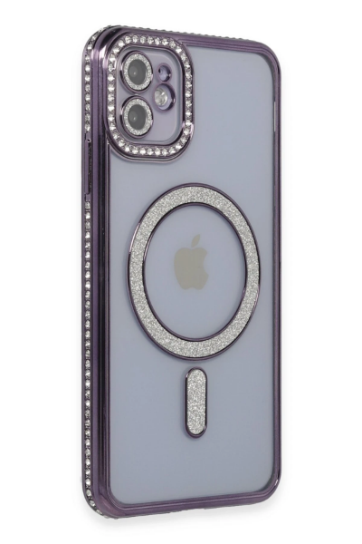 Newface iPhone 11 Kılıf Joke Simli Magneticsafe Kılıf - Derin Mor resmi