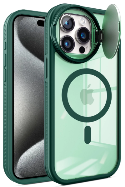 Newface iPhone 14 Pro Max Kılıf Teleskop Lens Magsafe Silikon Kapak - Koyu Yeşil resmi